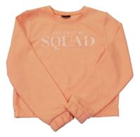 Světleoranžová tech fleece crop mikina s nápisy ERGEENOMIXX