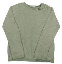 Zelený lehký třpytivý svetr s mašlí H&M
