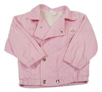 Světlerůžová podšitá manšestrová bunda 