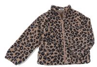 Hnědo-černá huňatá propínací mikina s leopardím vzorem Primark