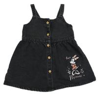 Antracitové riflové propínací šaty s Minnií Disney