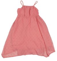 Růžové vzorované šifonové letní šaty H&M