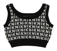 Černo-bílý úpletový crop top s logy NIK&NIK