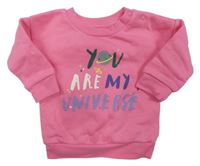 Růžová mikina s nápisem a planetou Primark