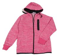Růžová melírovaná propínací mikina s kapucí Yvon fashion