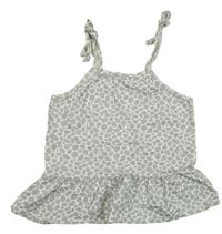 Bílo-stříbrný vzorovaný crop top