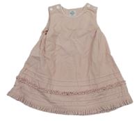Světlerůžové manšestrové šaty s volánky H&M