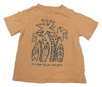 Meruňkové tričko s palmami H&M