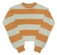 Meruňkovo-smetanový pruhovaný crop svetr H&M