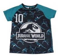 Černo-zelené sportovní tričko s dinosaurem a číslem - Jurský svět