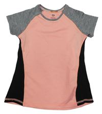 Lososovo-černo-šedé sportovní triko H&M