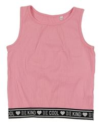 Neonově růžový žebrovaný crop top s logy C&A