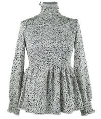 Dámská bílo-černá puntíkovaná žabičková peplum halenka s rolákem Shein 