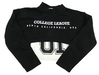 Černá crop mikina s nápisem a všitým žebrovaný topem s číslem River Island
