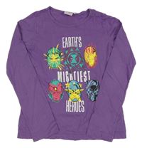 Fialové triko s Avengers Marvel