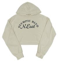 Smetanová crop mikina s nápisem a kapucí H&M