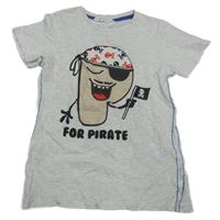 Šedé tričko s pirátem H&M