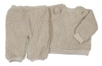 2set - Béžová huňatá mikina s oušky + tepláky Tu