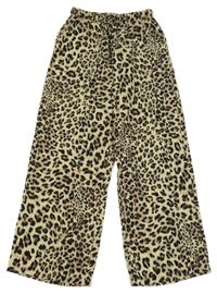 Béžovo-černé palazzo kalhoty s leopardím vzorem Shein