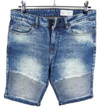 Pánské modré šisované riflové kraťasy Denim vel. 32