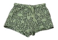 Zeleno-černé vzorované teplákové kraťasy H&M