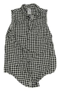 Černo-bílá kostkovaná letní crop halenka C&A