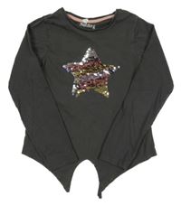Tmavošedé triko s hvězdou z překlápěcích flitrů Nutmeg