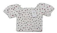 Nové - Smetanové květované žabičkové crop tričko Primark