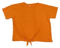 Oranžové oversize crop tričko s nápisem H&M