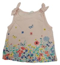 Světlerůžový top s kytičkami H&M