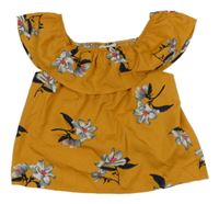 Okrová květovaná halenka s volánem Primark