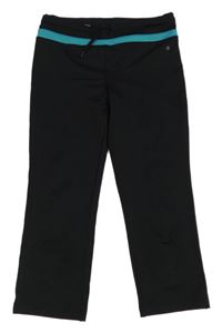 Černé crop sportovní legíny s modrým pruhem 