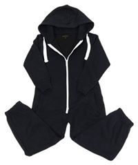 Tmavomodrá tepláková kombinéza s kapucí 