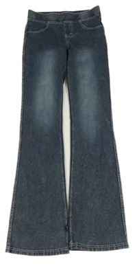Tmavomodré flare kalhoty riflového vzhledu H&M