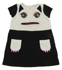 Černo-bílé šaty s kočkou H&M