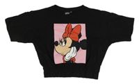 Černá tepláková crop vesta s Minnie Disney