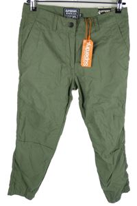 Nové - Dámské khaki šusťákové crop kalhoty Superdry