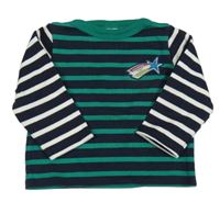 Tmavomodro-zeleno-bílá pruhovaná mikina s kometou Petit Bateau