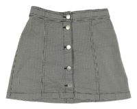 Černo-bílá kostkovaná riflová propínací sukně H&M