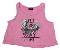 Růžový melírovaný crop top s teniskami Page One Young