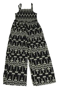 Černý culottes žabičkový overal s palmami Primark