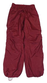 Červeno-černé pruhované šusťákové cuff kalhoty 