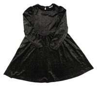 Černé puntíkaté třpytivé sametové šaty Matalan