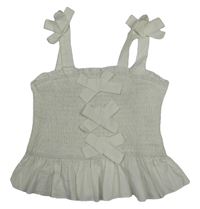 Smetanový crop top s mašlemi Shein