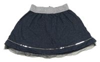 Tmavomodro-stříbrná tepláková kolová sukně kids