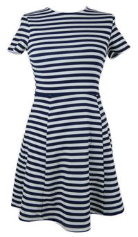 Dámské tmavomodro-bílé pruhované šaty H&M