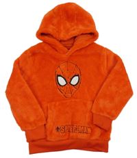 Červená chlupatá mikina se Spider-manem a kapsou a kapucí MARVEL