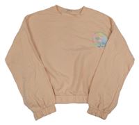 Světlebroskvová oversize crop mikina s palmami a vlnou M&S