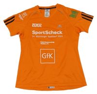 Oranžové sportovní funkční tričko s potiskem Adidas 