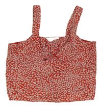 Červeno-bílý květovaný crop top Zara